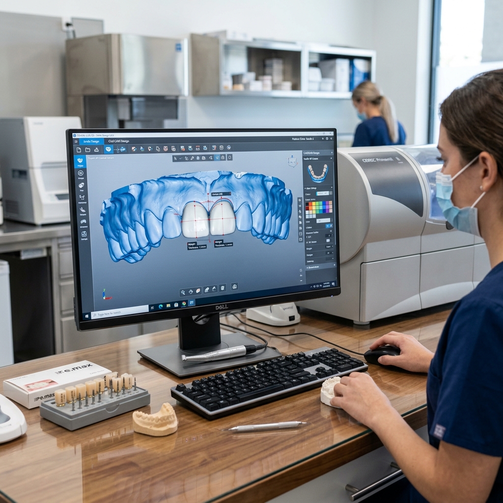 Pantalla con diseño digital de sonrisa CAD/CAM